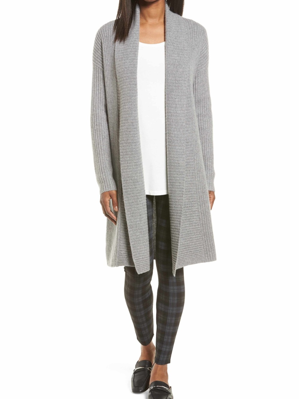 Esprit Light Gray Ribbed Knit Cardigan